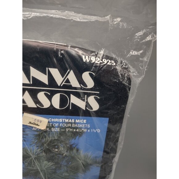 Vintage Sealed 1992 Needlecraft Ala Mode Christmas Mice Baskets Canvas Craft Kit - Picture 13 of 16